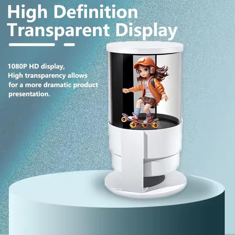 Holographic Digital Frame — Transparent HD Display cylinder